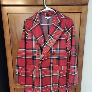 Maurices Redd Plaid Knit Double-breasted oversized blazer Sz Small New W/o Tags